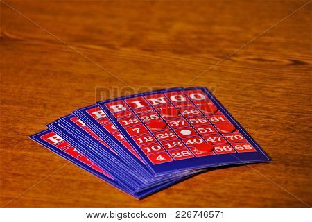 The Vintage Bingo Card On Wooden Table, Bingo Card