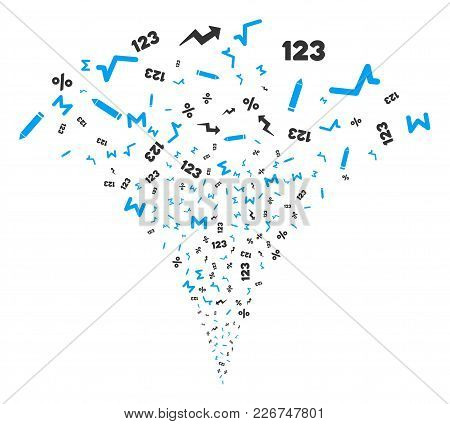 Math Symbols Exploding Fountain. Vector Illustration Style Is Flat Iconic Symbols. Object Fountain M