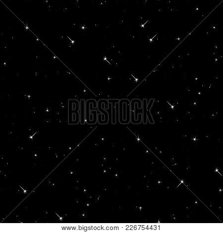 Seamless Pattern Background Of The Starry Sky. Vector Illustration.