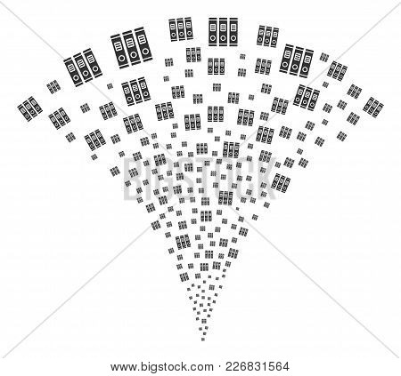 Books Fireworks Fountain. Vector Illustration Style Is Flat Iconic Symbols. Object Fountain Created 