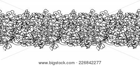 Horizontal Seamless Pattern Of Hand Drawn Sketches Scribbling Grunge Textures.