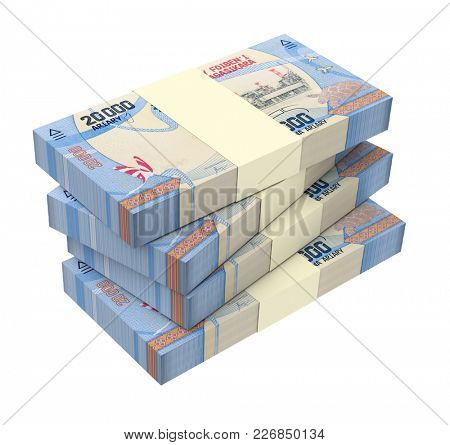 Malagasy ariary bills isolated on white with clipping path. 3D illustration.