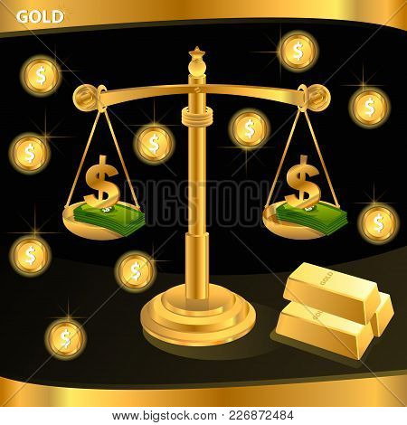 Isolated Golden Justice Scales. Legal Symbol Illustration