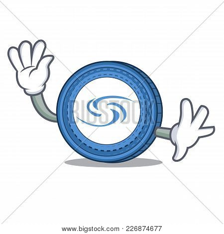 Waving Syscoin Character Cartoon Style Vector Illustration