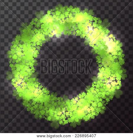 Round Frame With Fourleaf Clover. St.patrick S Day. Vector Element For Covers, Frames, Postcards And