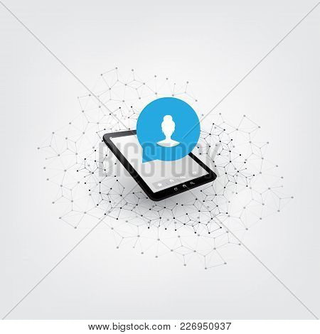 Ai, Voice Assistant, Speech Driven Mobile User Interface On Tablet Pc, Digital Networks Concept Desi