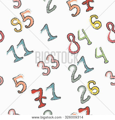 Seamless Pattern With Numbers. Scandinavian Style. Unique Design. Vector Illustration