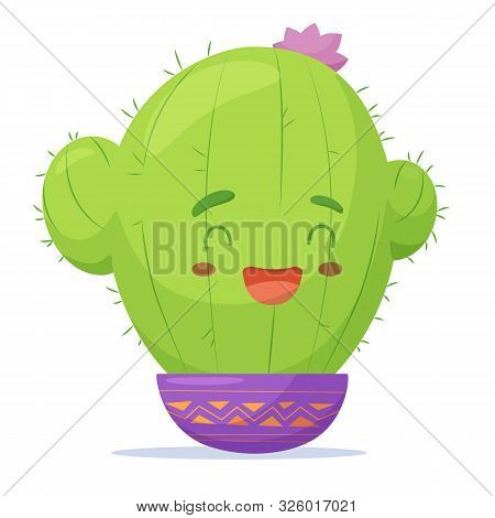 Cute Cartoon Cactus Girl. Vector Illustration. Eps