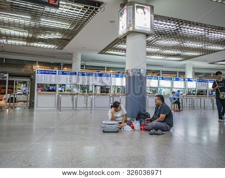 Bangkok/thailand-15 Feb 2019:unacquainted People In Mochit Station In Bangkok City Thailand.mochit B