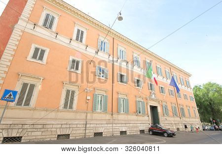 Rome Italy - June 14, 2019: Polizia Di Stato State Police Office Rome Italy
