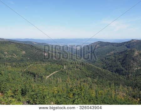 Silesian Beskids Mountains Range Landscapes Near Salmopol Pass Above European City Of Szczyrk In Pol