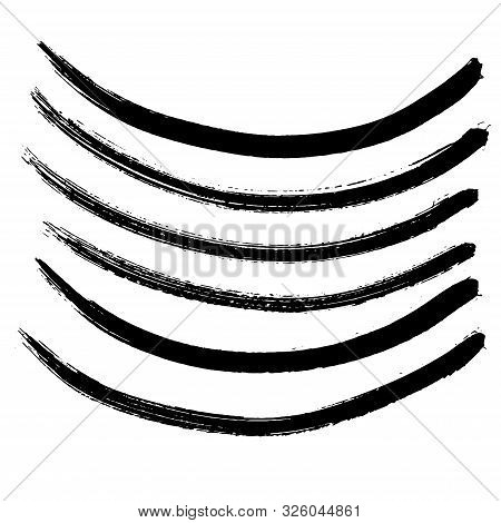 Vector Abstract Black Brush Curl. Black And White Engraved Ink Art. Isolated Splas Illustration Elem