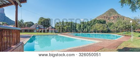 Swadini, South Africa - May 19, 2019: View Of The Swadini Holiday Resort. Swimming Pools Are Visible