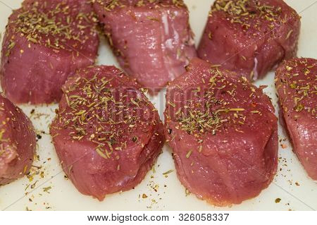 Roasted Tenderloin Cut With Fresh Mushrooms Of The Forest