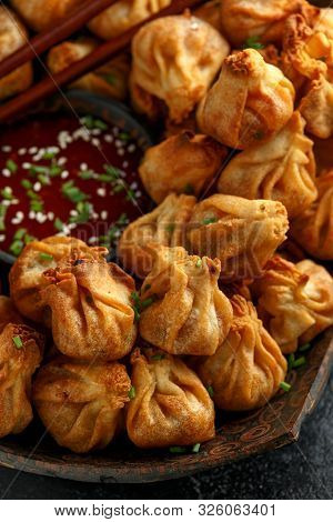 Chinese Takeaway Finger Food Vegetable Wontons With Sweet Chilli Dip Sauce