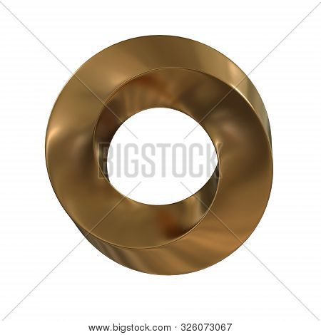 Mobius Strip Ring Sacred Geometry. Spatial Figure With Upturned Surfaces. Optical Illusion With Dual