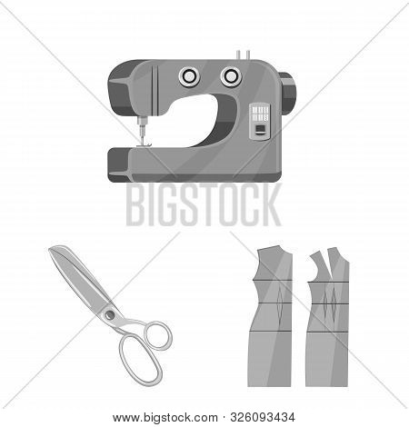 Vector Illustration Of Dressmaking And Textile Sign. Collection Of Dressmaking And Handcraft Vector 