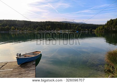 Fisherman Boats On Lake Walchensee, Bavaria, Germany