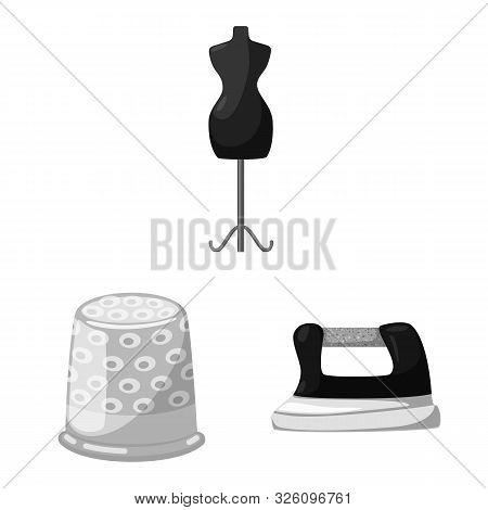 Vector Design Of Dressmaking And Textile Symbol. Set Of Dressmaking And Handcraft Vector Icon For St