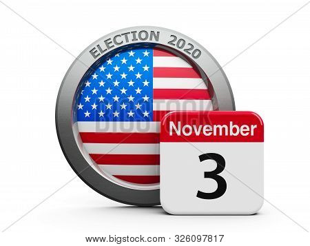 Emblem Of Usa With Calendar Button - The Third Of November - Represents The Election Day 2020 In Usa