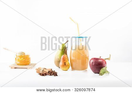 Fruit With Spices And Honey. Fruit Drink With Spices And Honey. Drink With Honey And Fruits.