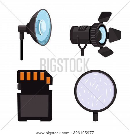 Vector Design Of Studio And Photo Symbol. Collection Of Studio And Equipment Stock Symbol For Web.