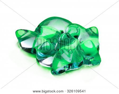 Squeezed cosmetic clear cream gel texture Iisolated on white background. Close up photo of transparent drop of skin care product. High Quality transparent gel with bubbles closeup on white background