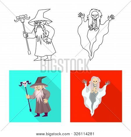 Isolated Object Of Mystic And Hell Sign. Set Of Mystic And Devilry Stock Symbol For Web.