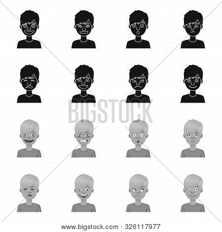 Isolated Object Of Face And Boy Symbol. Set Of Face And Young Stock Vector Illustration.