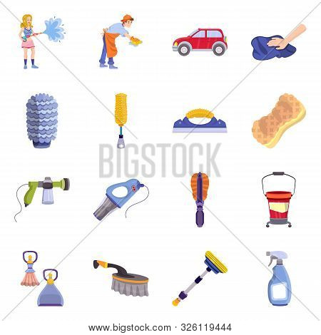 Isolated Object Of Clean And Carwash Symbol. Set Of Clean And Care Stock Vector Illustration.