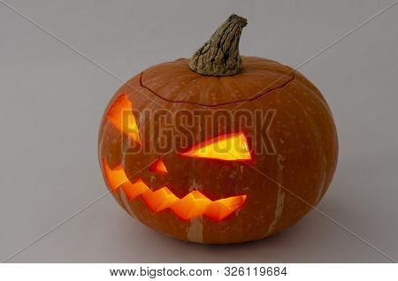 Jacks Head Of A Lantern Carved From Pumpkin For Halloween