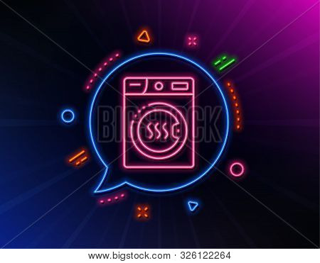 Dryer Machine Line Icon. Neon Laser Lights. Laundry Service Sign. Dry Clothing Symbol. Glow Laser Sp