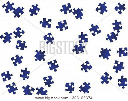 Business Tickler Jigsaw Puzzle Dark Blue Parts Vector Illustration. Group Of Puzzle Pieces Isolated 