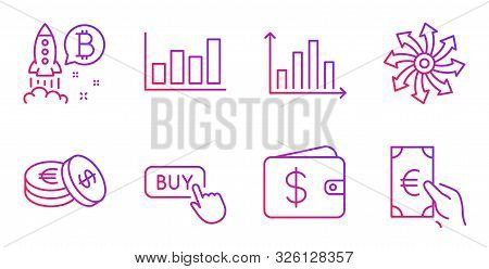 Report Diagram, Buy Button And Versatile Line Icons Set. Diagram Graph, Bitcoin Project And Dollar W