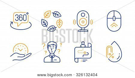 Support Consultant, Journey Path And Speaker Line Icons Set. Safe Time, Organic Tested And Swipe Up 