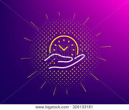 Safe Time Line Icon. Halftone Pattern. Clock Sign. Office Management Symbol. Gradient Background. Sa