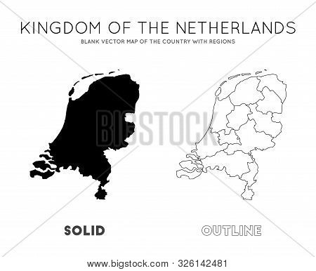 Netherlands Map. Blank Vector Map Of The Country With Regions. Borders Of Netherlands For Your Infog