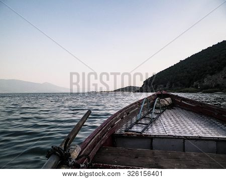 Sailing Over Lake Prespa In Galicica National Park.