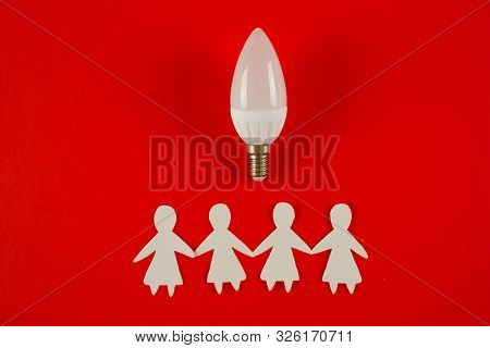 Business Idea Concept. Businesswomen And Lightbulb Idea