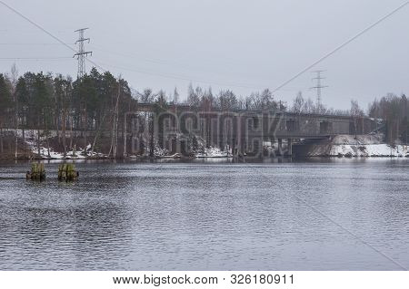 View Of The The Tahtiniemi Bridge, A Cable-stayed Harpform Bridge In Heinola, The Second Longest Bri