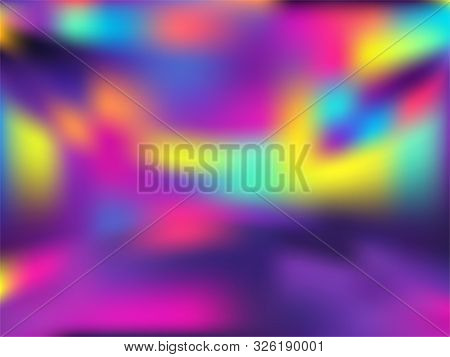 Blurred Hologram Texture Gradient Wallpaper. Liquid Neon Party Graphics Background. Polar Lights Liq