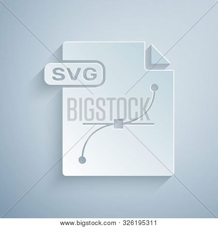 Paper Cut Svg File Document. Download Svg Button Icon Isolated On Grey Background. Svg File Symbol. 
