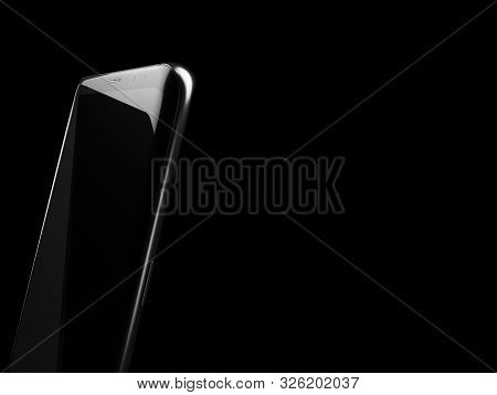 3d Illustration Of Black Smartphone On A Black Background
