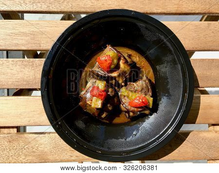 Turkish Islim Kofte / Kofta Kebab With Meatballs And Cherry Tomatoes Wrapped In Eggplant / Aubergine