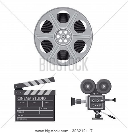 Isolated Object Of Cinema And Theater Sign. Set Of Cinema And Entertainment Stock Vector Illustratio