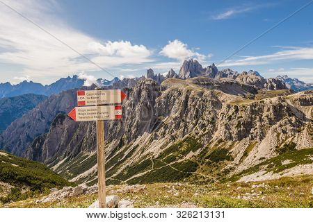 Singpost In The Dolomite Mountains, Northern Italy