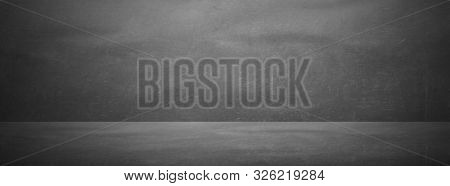 Black Blackboard, Chalkboard Texture Horizantal Studio And Showroom Banner Background