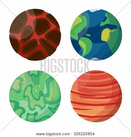 Vector Design Of Planet And System Logo. Set Of Planet And Space Stock Vector Illustration.
