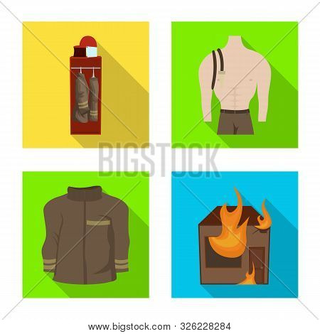 Isolated Object Of Firefighters And Fire Logo. Set Of Firefighters And Equipment Stock Vector Illust