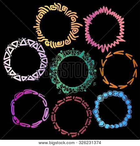Colored Frames On Black Background. Vector Art